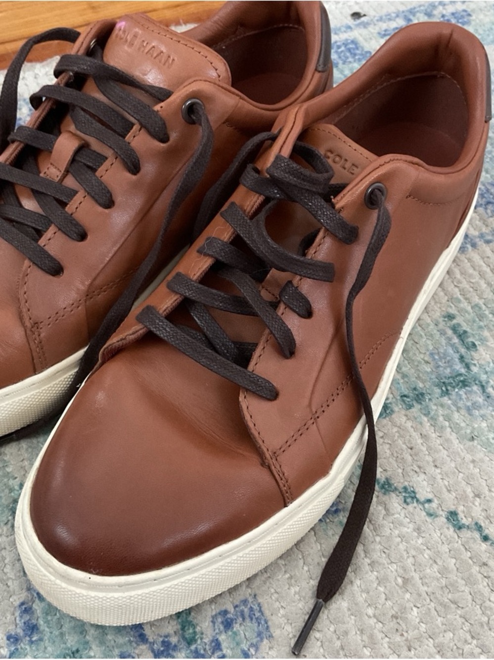 Cole Haan Men’s Brown Leather Sneakers with Black Laces